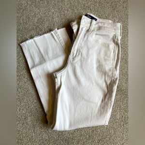 White Hollister High Rise Cropped Jeans